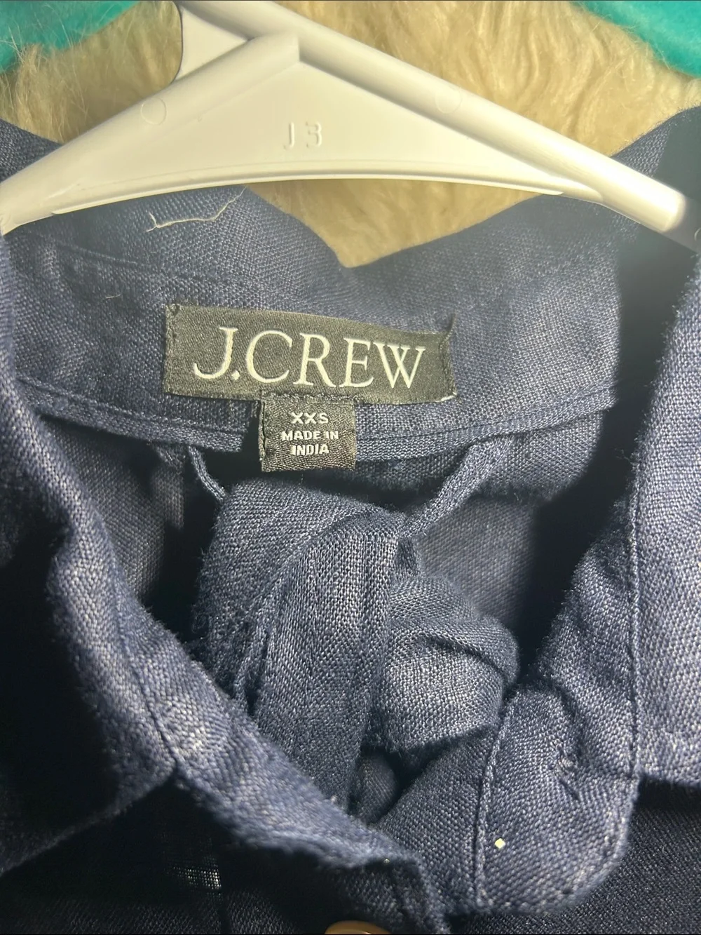 J. Crew Navy Short-Sleeve Button-Down Shirt Dress